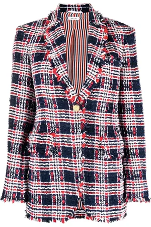 Thom Browne Frayed single-breasted tweed blazer