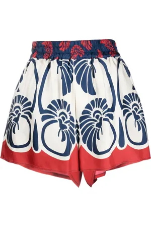 La DoubleJ Palmetto-print silk shorts