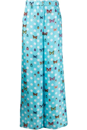 VERSACE Butterflies wide-leg silk trousers