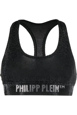 Philipp Plein Crystal-embellished logo-underband bra