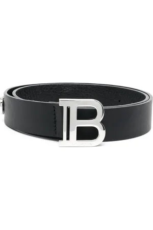 Balmain Logo-plaque leather belt