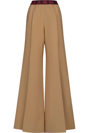 Marni Logo-waistband wool flared trousers