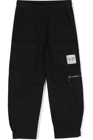 Nº21 Logo-patch cotton cargo pants