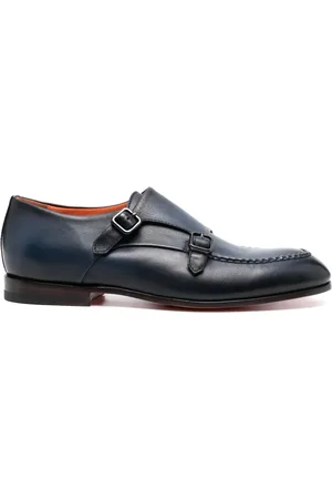 santoni Double-buckle leather monk shoes