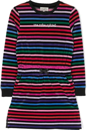 Sonia Rykiel Enfant Velvet long-sleeve striped dress
