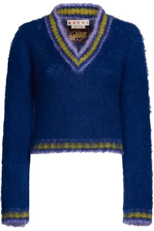Marni Striped-trim mohair-blend jumper
