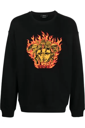 VERSACE Medusa Flame-embroidered cotton sweatshirt