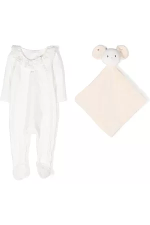 Chloé Lace-collar cotton babygrow set