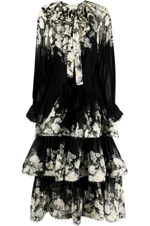 ZIMMERMANN Coaster floral-print tiered midi dress
