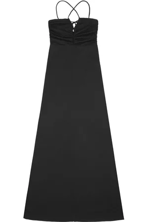Ganni Crossover-strap gathered maxi dress