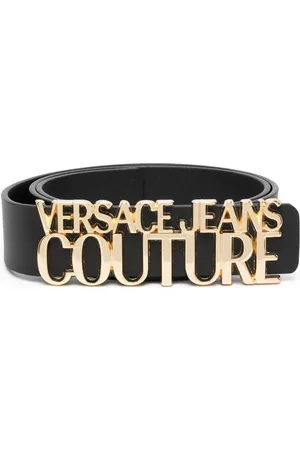 VERSACE Logo-plaque leather belt