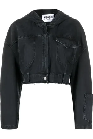 Moschino Cropped denim hooded jacket