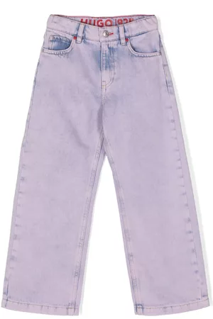 HUGO - Kids' relaxed-fit jeans in overdyed purple denim