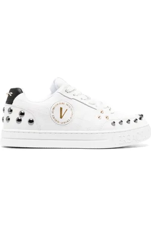 VERSACE Spiked stud-design leather sneakers