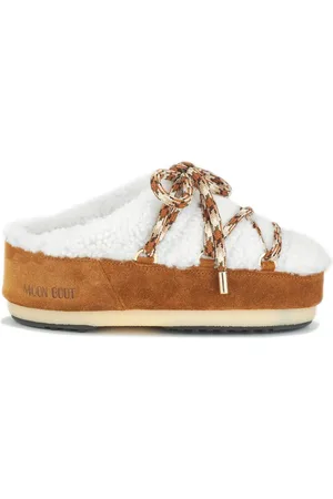 Moon Boot Faux-shearling lace-up mules