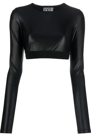 VERSACE Logo-underband crop top