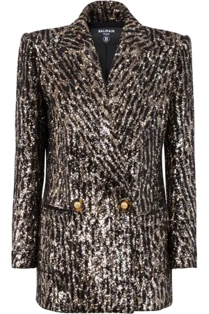 Balmain Sequin-embellished double-breasted jacket