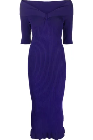 Serafini Off-shoulder knitted midi dress