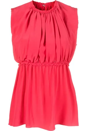 Lanvin Ruched sleeveless silk blouse
