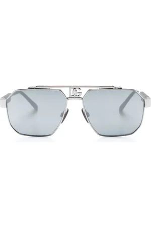 Dolce & Gabbana Monogram-plaque pilot-frame sunglasses