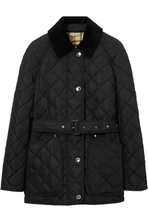 Burberry EKD-embroidered diamond-quilted jacket