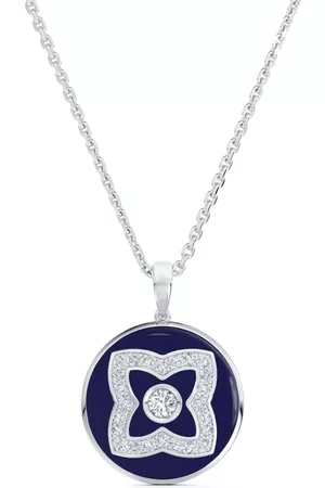 De Beers 18kt white gold Enchanted Lotus diamond and enamel necklace