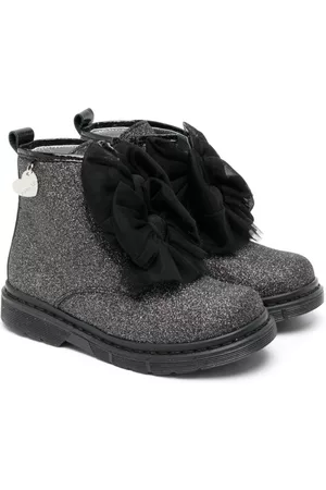 MONNALISA Bow-detail glittered ankle boots