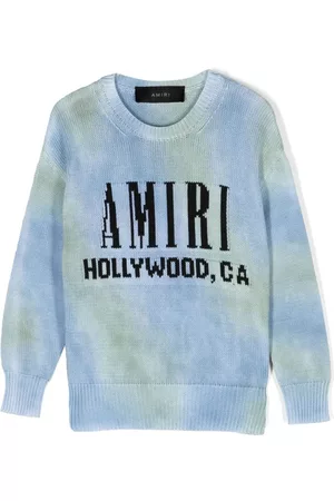 AMIRI Logo-intarsia tie-dye knit jumper
