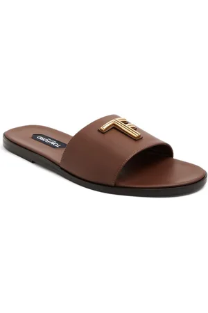 Tom Ford Logo-plaque leather slides