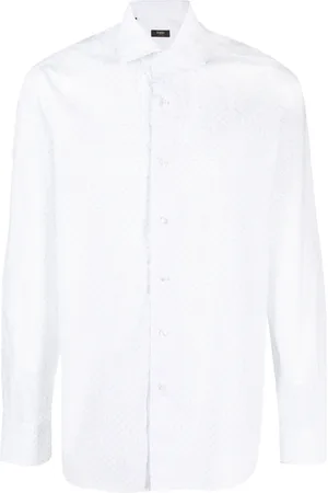 BARBA Spread-collar cotton shirt