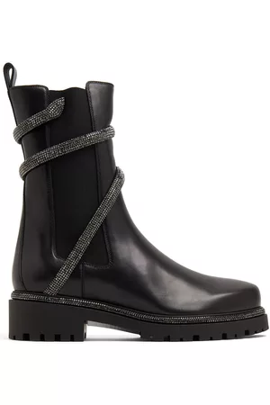 RENE CAOVILLA Cleo crystal-embellished leather boots
