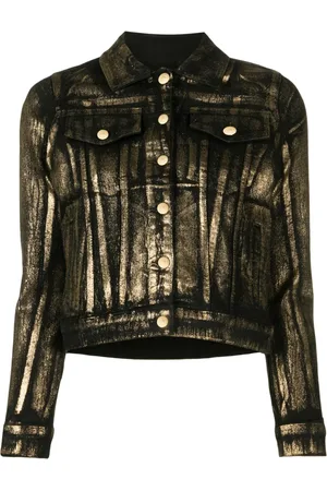 Madison.Maison Panelled foiled-finish denim jacket