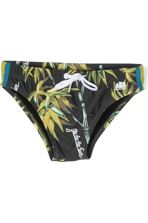 Sundek Leaf-print drawstring swim trunks