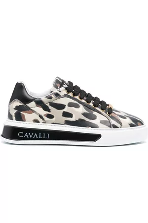Roberto Cavalli Leopard-print leather sneakers