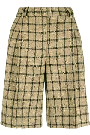 Ganni Checked high-waisted suit shorts