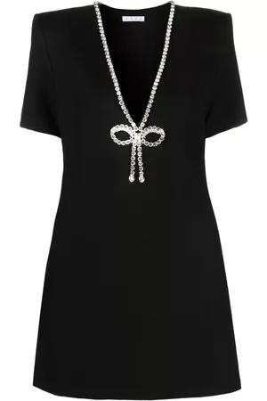 AREA Crystal-embellished V-neck mini dress