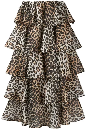 Ganni Leopard-print high-waist skirt