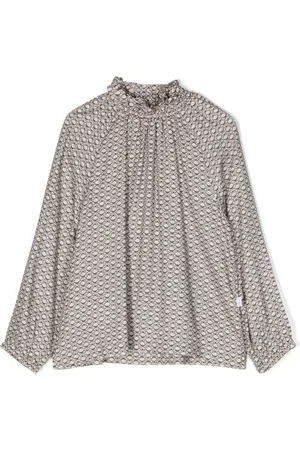 Il gufo Ruffle-collar graphic-print blouse