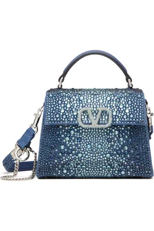 VALENTINO GARAVANI Mini VSling rhinestone-embellished denim handbag