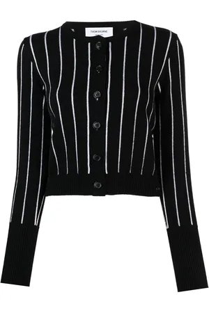 Thom Browne Pinstripe cropped crew neck cardigan