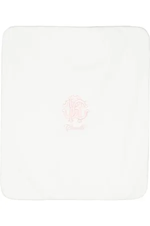 Roberto Cavalli Monogram-embroidered cotton blanket
