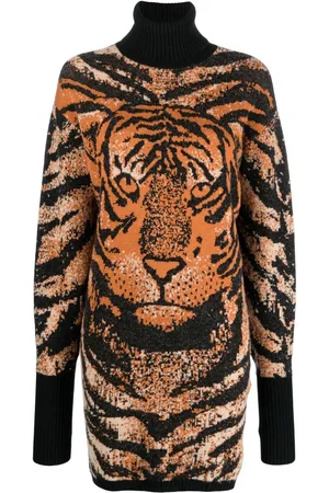 Roberto Cavalli Tiger jacquard knitted dress