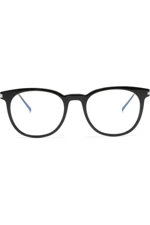 Saint Laurent Engraved-logo round-frame glasses
