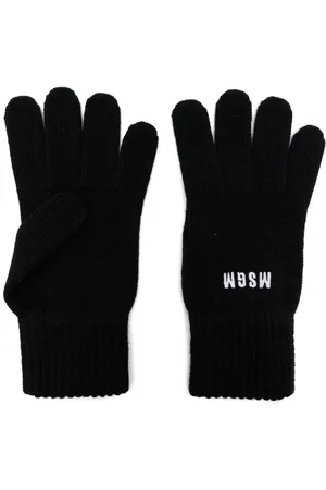 Msgm Logo-embroidered knitted gloves