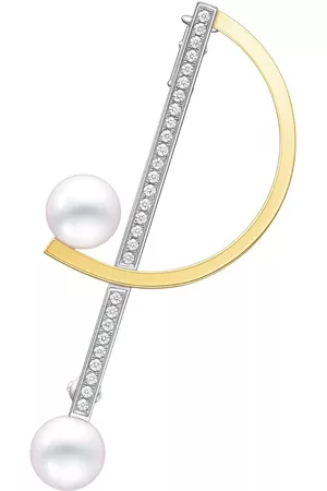 Tasaki 18kt yellow and white Collection Line Kinetic diamond and pearl brooch