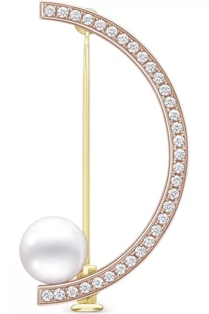 Tasaki 18kt yellow and rose Collection Line Kinetic diamond and pearl brooch