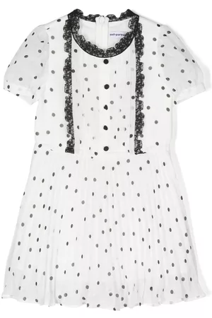 Self-Portrait Polka-dot print pleated flared dress