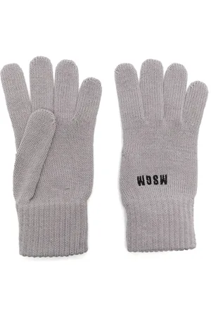 Msgm Logo-embroidered knitted gloves