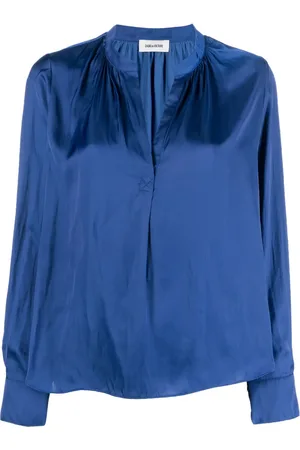 Zadig & Voltaire Tink band-collar satin-finish blouse