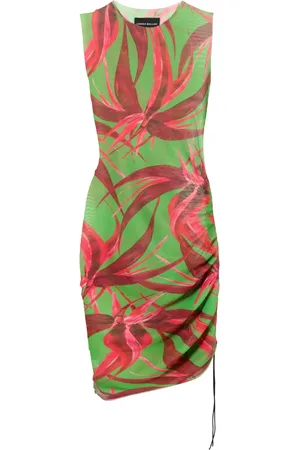 Louisa Ballou Botanical-print asymmetric dress